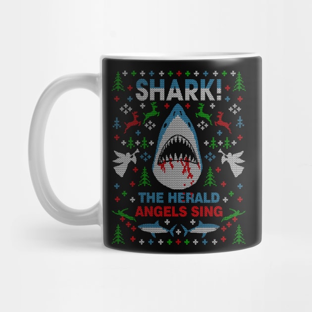 Shark the Herald Angles Sing Great White Ugly Christmas Sweater Party by TeeCreations